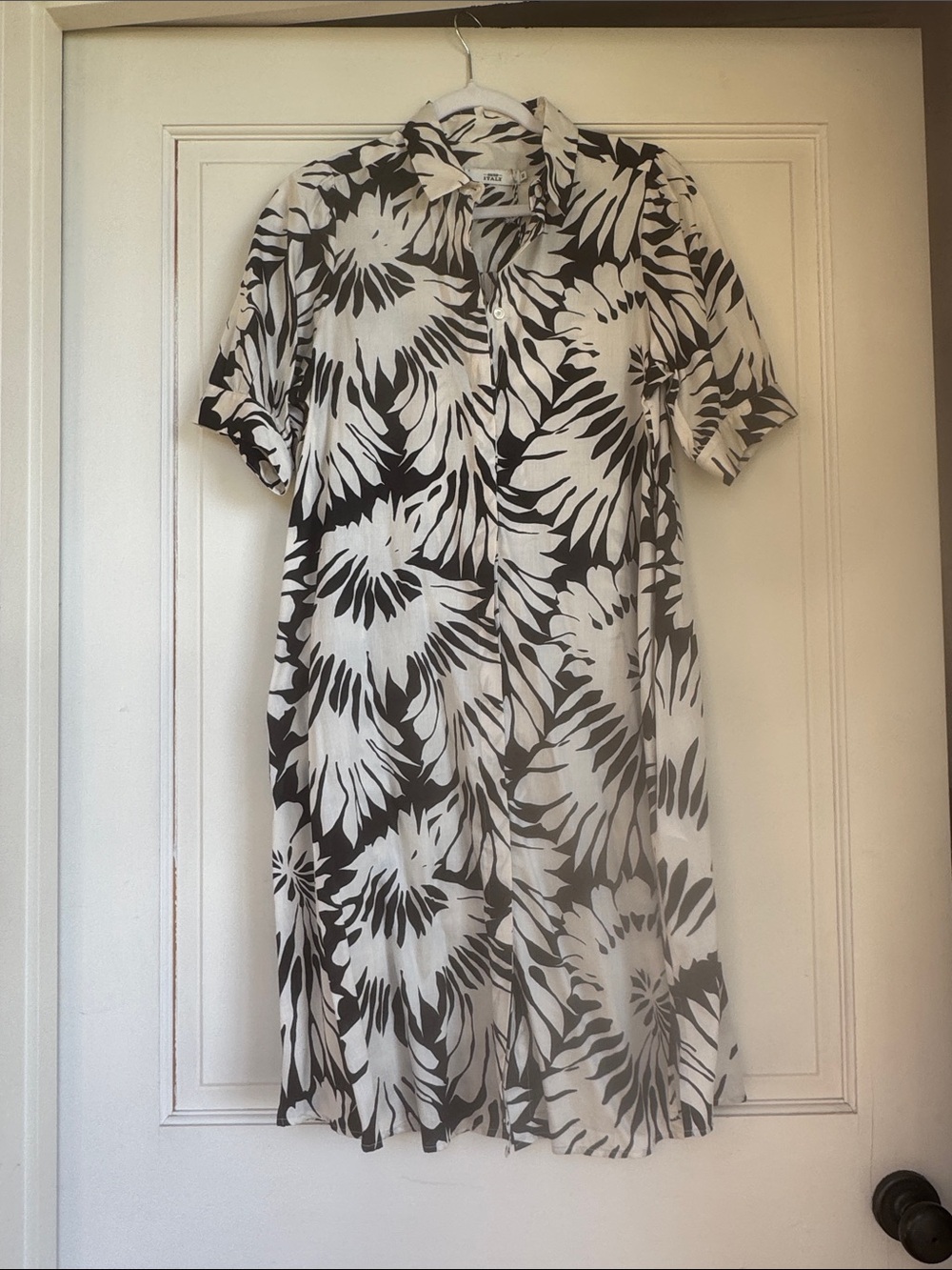 New Black & White Floral Shirt Dress — Lightweight Cotton Dress by 0039 Italy